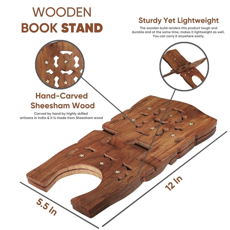 Decorasia Hand-Carved Wooden Holy Book Stand - Foldable Design, Brown, 15.24 x 5.08 x 5.08 cm - Image 5